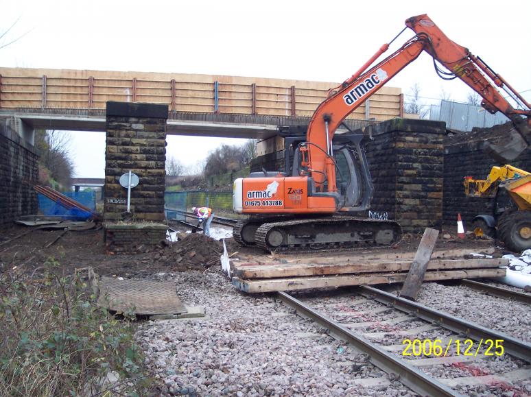 Armac clearing up the deck - note the timber crash deck.