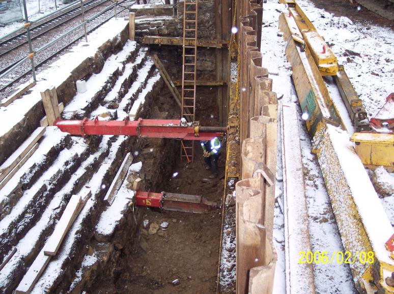 North Abutment - work in progress - snow.