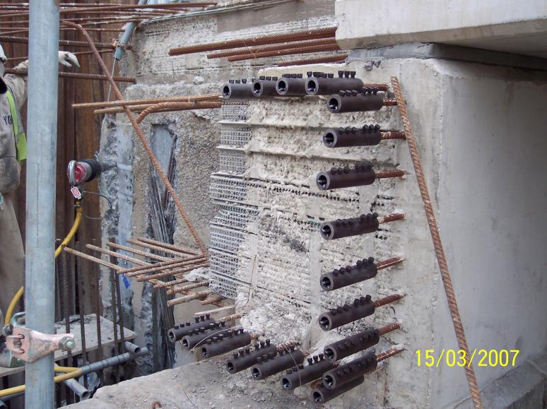Connection between Phase I and Phase II - Ancon MTB couplers and pull down couplers.
