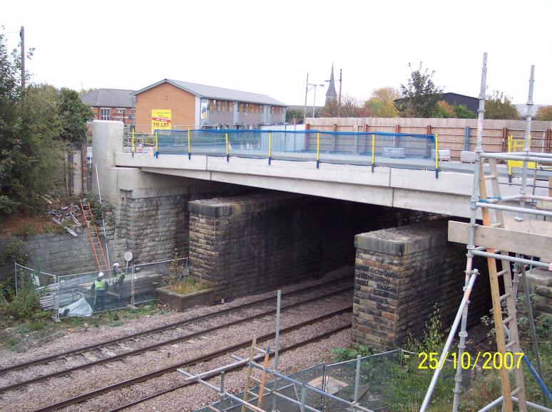 Temporary works fully removed + Scaffold being removed.