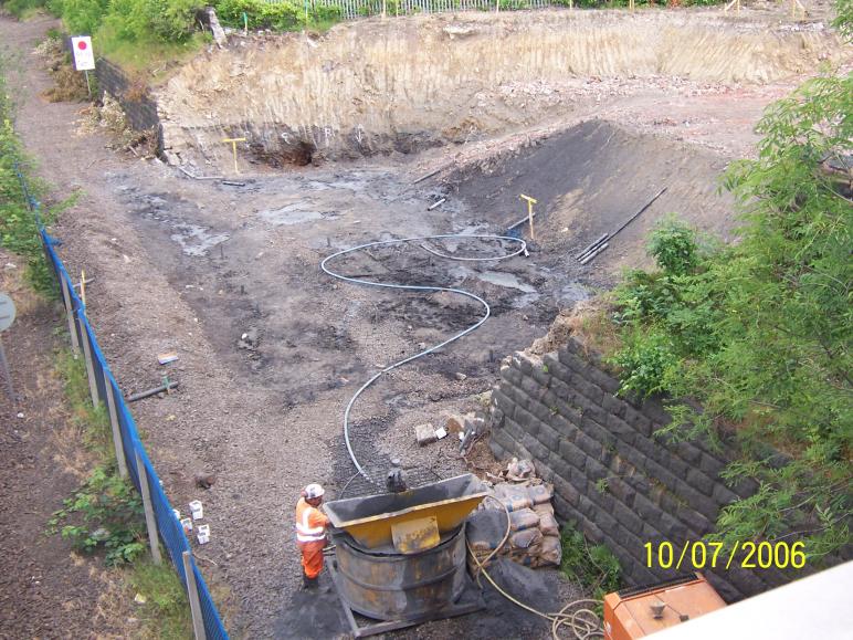 Grouting being undertaken on the North abutment.