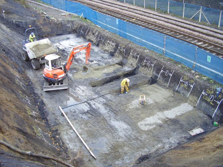 Works progressing on the south abutment.