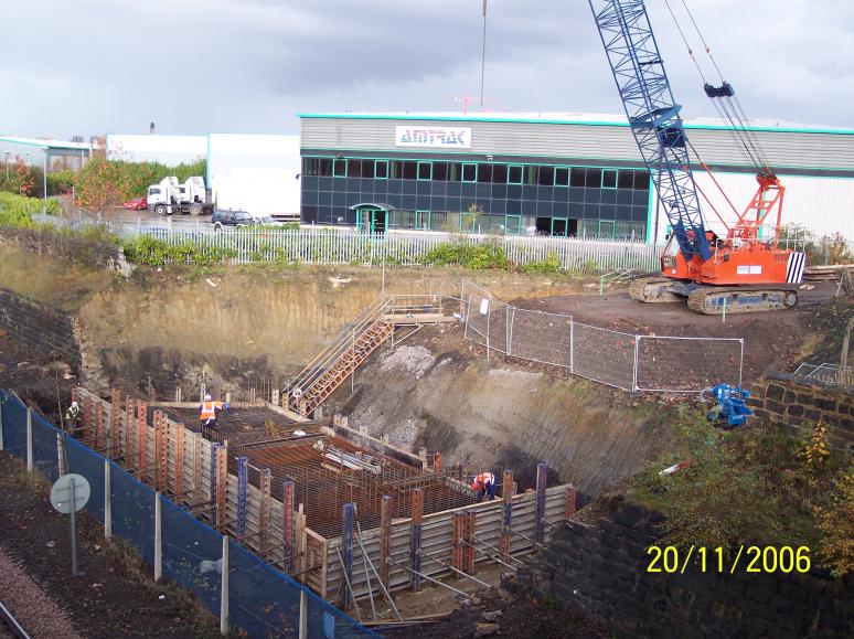 North Abutment Crawler crane lifting in reinforcement and formwork