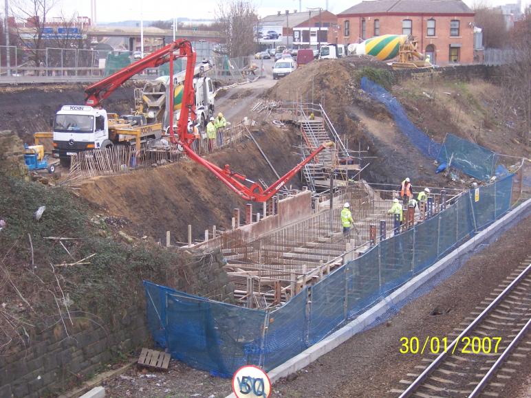 South Abutment base being cast.