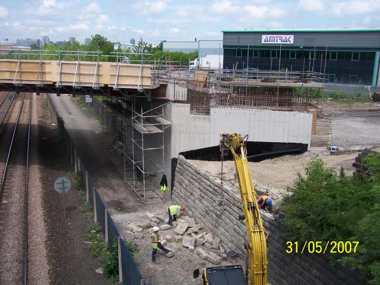 Infill stone walls being reconstructed.