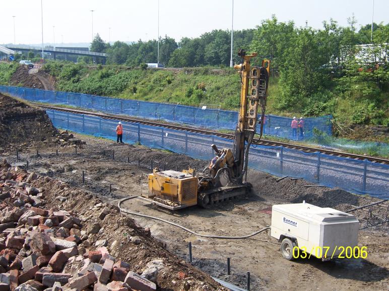 North Abutment drilling and grouting on going with Fence being installed.
