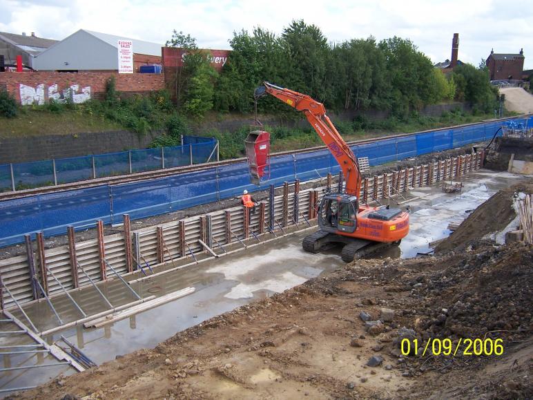 South Abutment back blinding being placed 