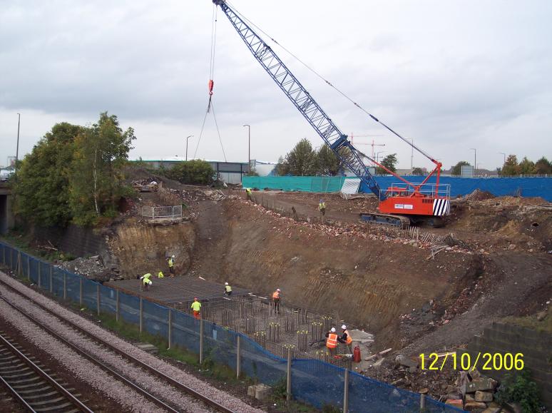 North Abutment Steel being fixed with the new crawler crane