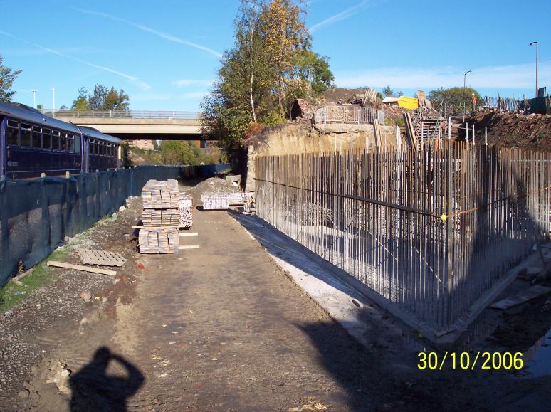 North Abutent Base cast and backfilled ready for scaffold.