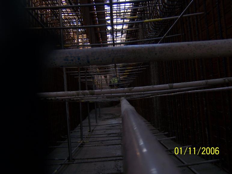 Concrete being placed inside the Formwork