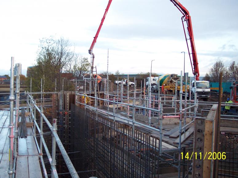 North Abutment West Wingwall being cast