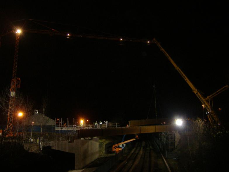 Bridge Beams being installed.