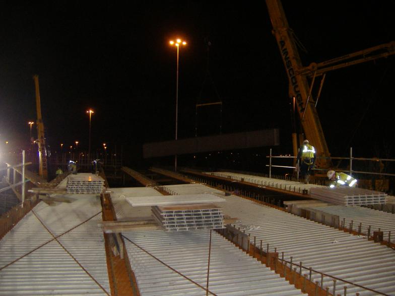 Beams being installed along with the GRP panels