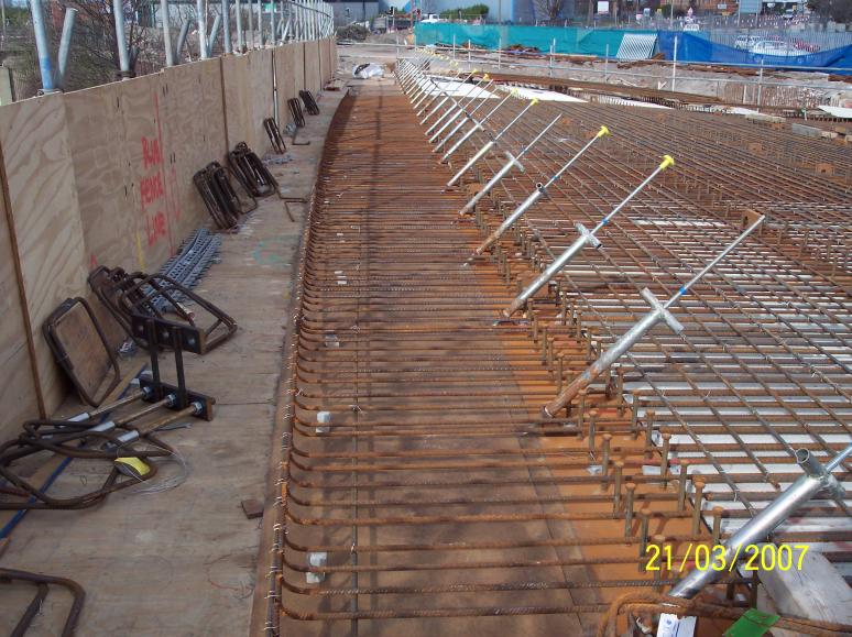 Reinforcement being put in place on the main soffit