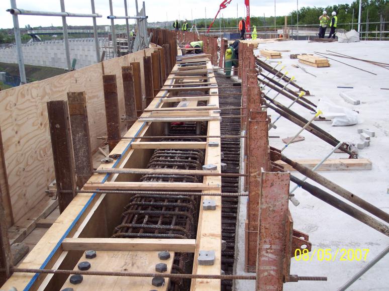 East Parapet being set up for casting.