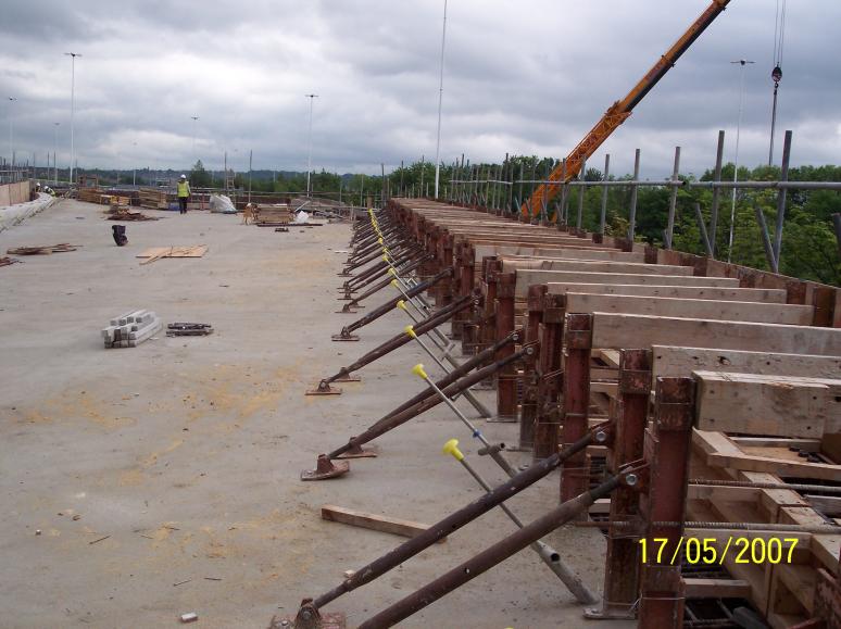 West Parapet set up for casting.