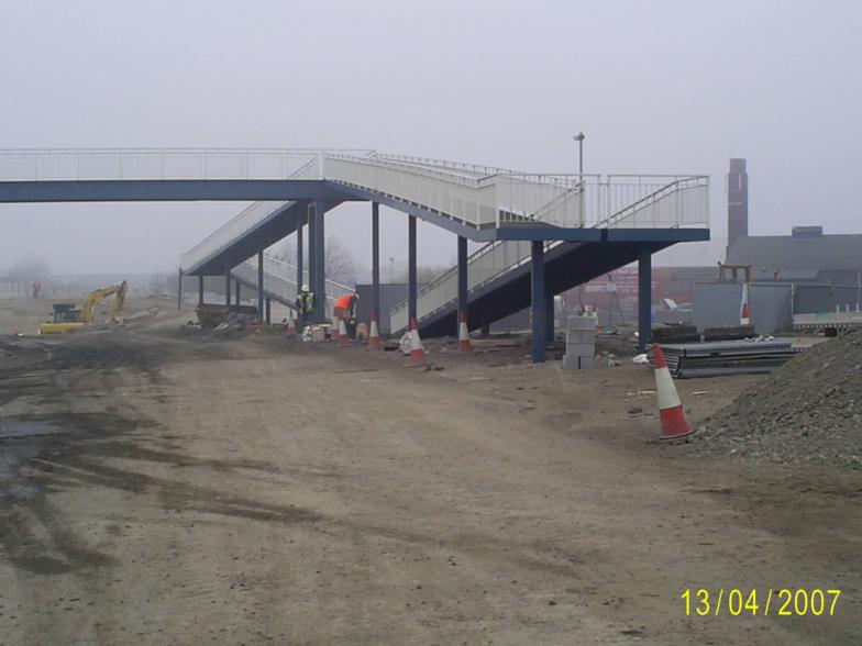 Central ramp being moved and reerected