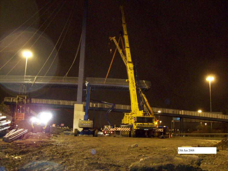 Bridge deck being erected