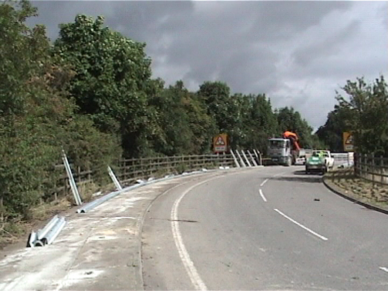 Crash Barriers being fixed on the approach