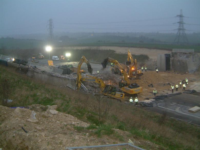 Bridge being ripped up