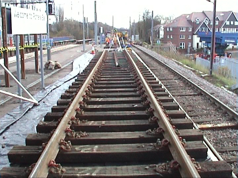 Track panel set up on the platform