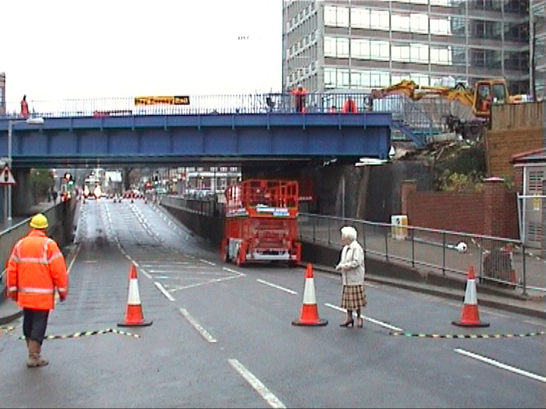 Road open under the bridge