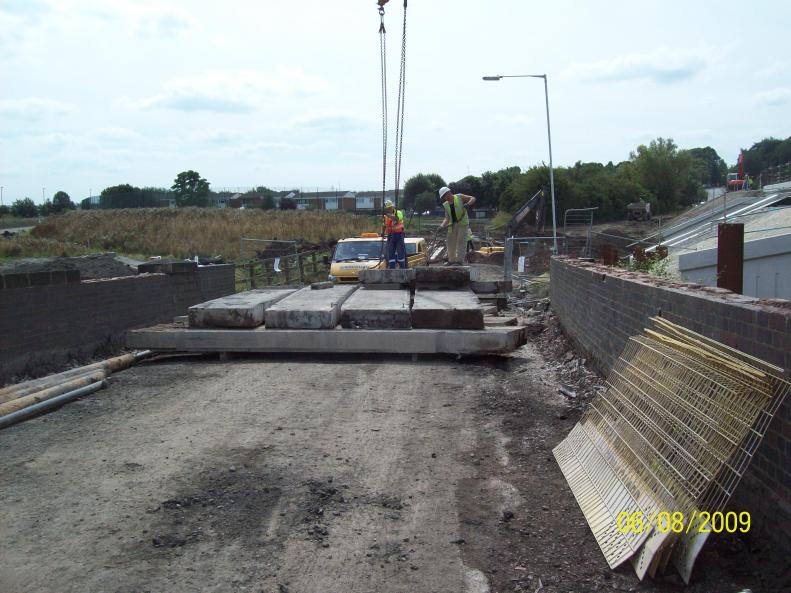 Once each unit is removed it is stacked up ready for removal and crushing by the excavators.