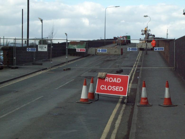 Road Closed across the bridge