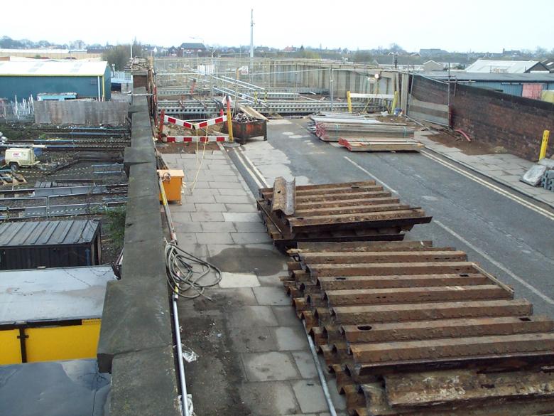 Temporary works being installed on the deck.