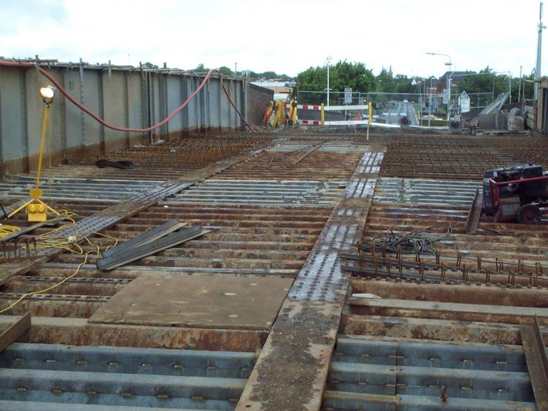 Steel trough installed view at deck level