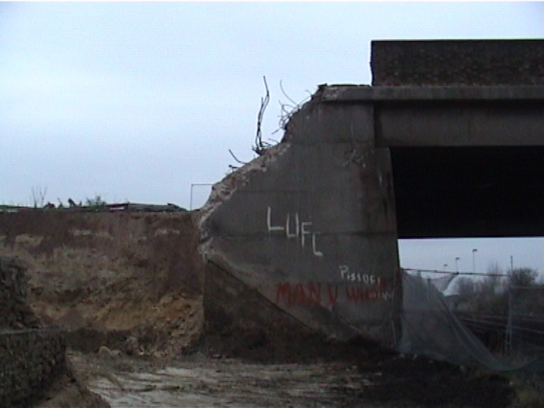 Wingwalls being taken down