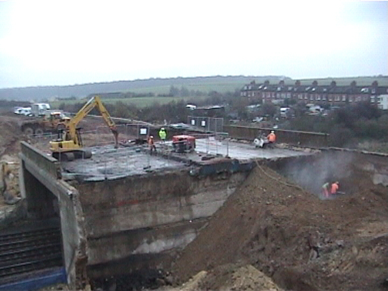 Work on the deck and abutments 