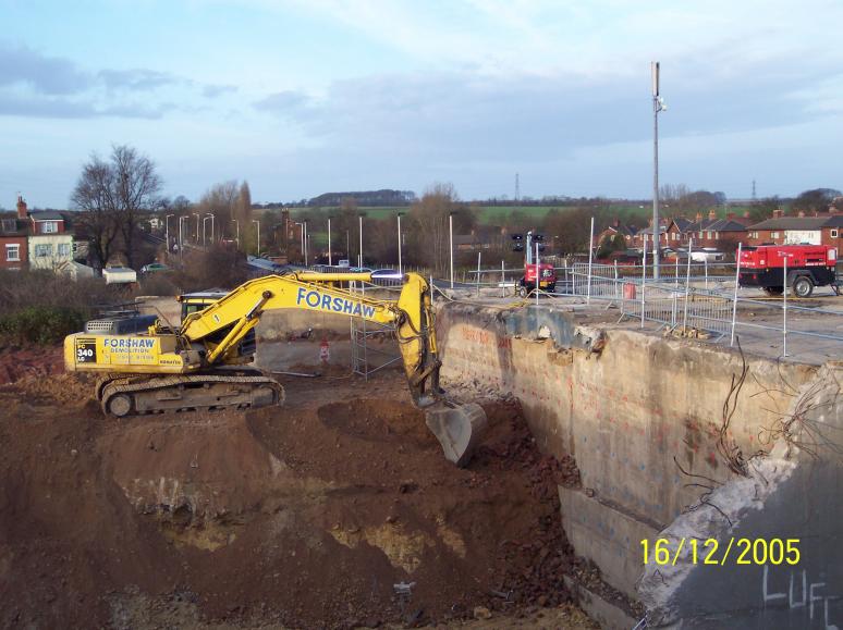 Excavation and drilling on south abutment 