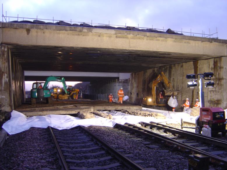 Track protection being installed