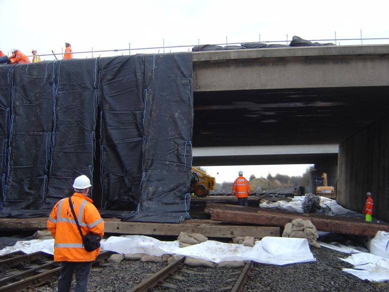 Pit belt screen being rolled down the sides