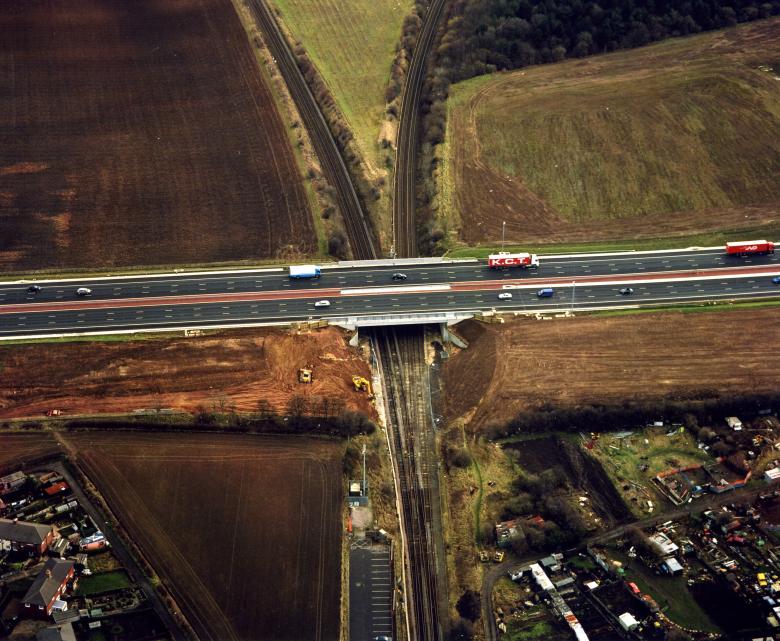 Embankments being formed.