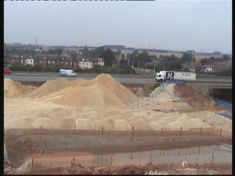 Stone stockpiled on the South abutment 