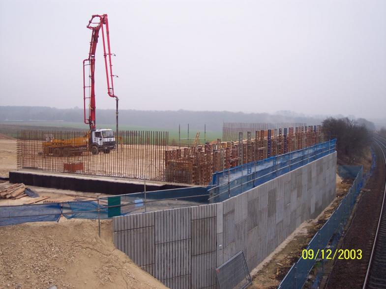 North Abutment concrete pump getting ready to cast the abutment