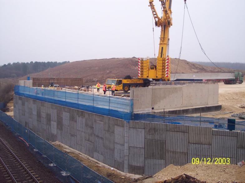 South abutment crane off loading concrete beams