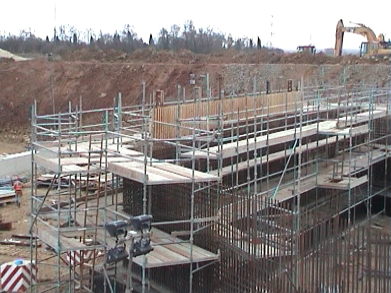 Scaffold being erected to the East abutment