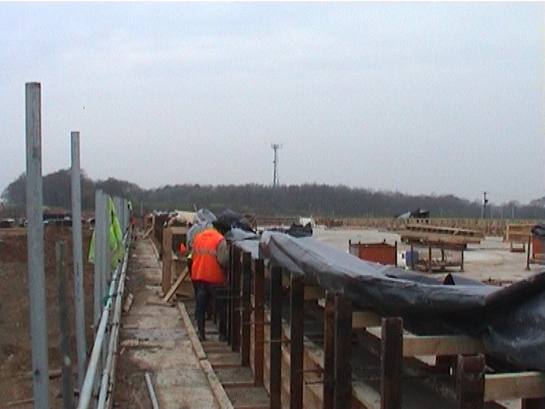 Parapet being cast and floated up