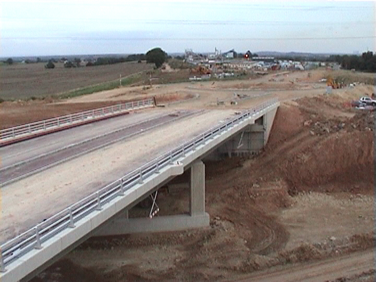 Roundabout construction on the East side of the bridge